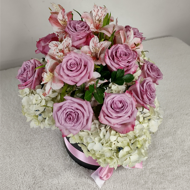 Box de rosas y hortensias – Florería Rosadeli